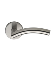 Curved Stainless Steel Door Lever Set, Omnia #45