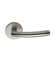 Modern Curved Stainless Steel Door Lever Set, Omnia #47