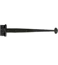 19-5/8 Inch Bean Tip Smooth Iron Heavy Strap Hinge, Acorn AIPBP