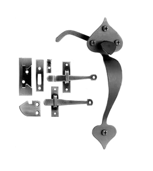 Black Iron Old World Heart Rim Latch Set