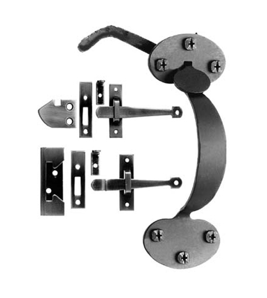 Bean Tip Rim Latch in Smooth Black Iron