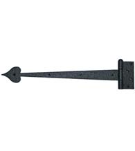17 Inch Heart Tip Heavy Rough Iron Strap Hinge, Acorn RI7BP