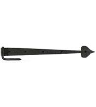 20-1/2 Inch Heart Tip Rough Iron Strap Hinge For Gates With Wood Screws, Acorn RIJBP