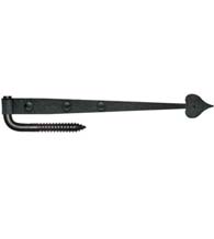 17 Inch Heart Tip Rough Iron Strap Hinge With Carriage Bolt, Acorn RILBP