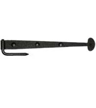 15-5/8 Inch Bean Tip Rough Iron Strap Hinge For Gates With Wood Screws, Acorn RIRBP
