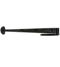 18-7/8 Inch Bean Tip Rough Iron Strap Hinge With Carriage Bolts, Acorn RISBP