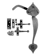 Rough Black Iron Old World Heart Rim Latch Set, Acorn RSCBR