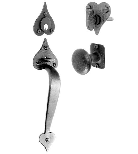 Rough Iron Heart Tip Mortise Lockset