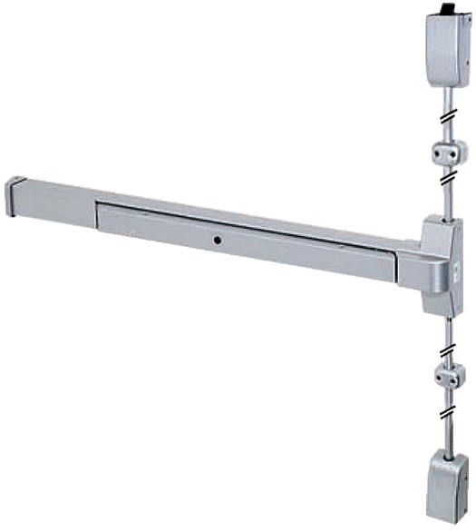 Wide Door Satin Chrome Vertical Rod Device