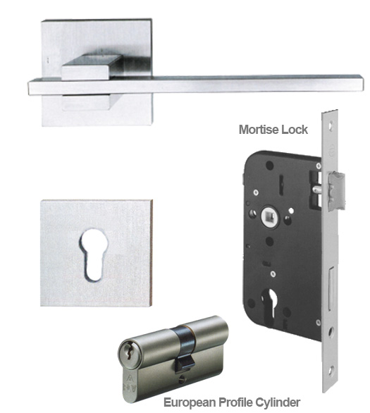 Stainless Steel European Mortise Lock Set