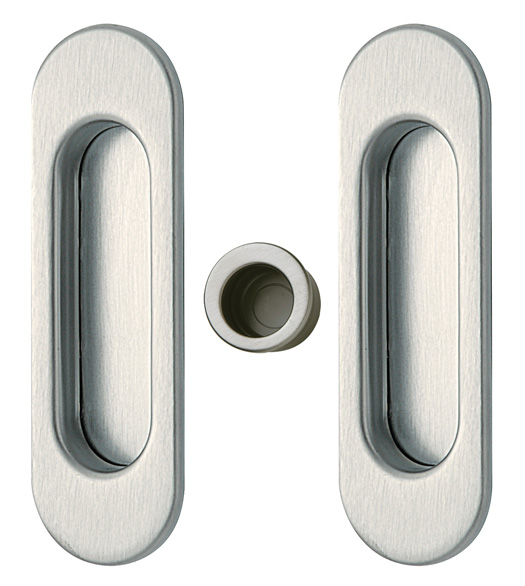 Contemporary Oval Pocket Door Pull Set