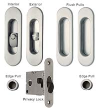 Contemporary Oval Double Pocket Door Lock Set, Reguitti SDK068PV/PA