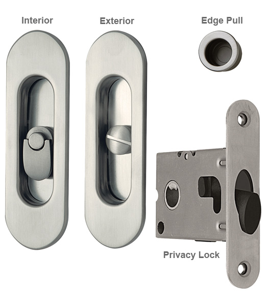 Contemporary Oval Pocket Door Lock