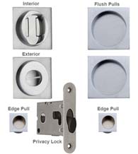 Modern Square Double Pocket Door Lock Set, Reguitti SDK092PV/PA