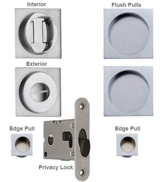 Modern Square Double Pocket Door Lock