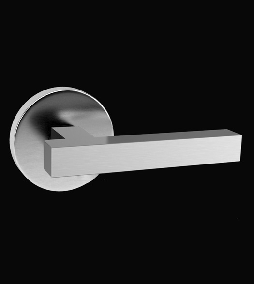 Modern Block Door Lerverset With Round Rose