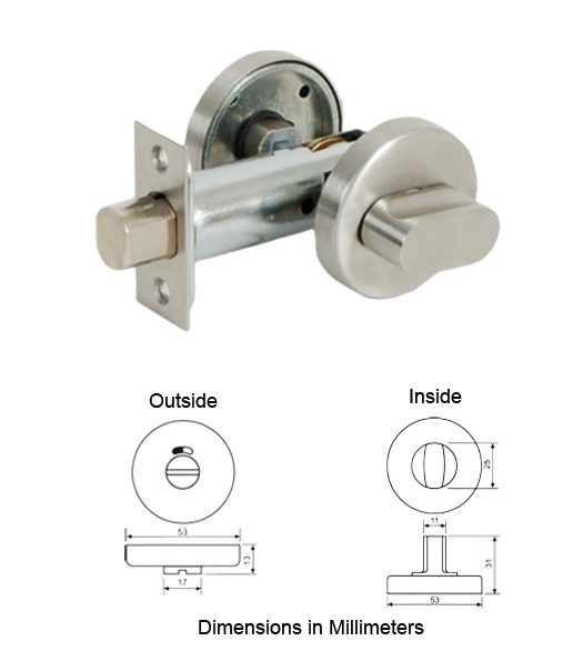 Restroom Door Bolt with Occupancy Indicator