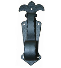Fleur De Lis Warwick Rough Black Iron Door Knocker, Acorn RMWBG