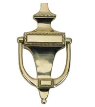 Solid Brass 6-1/2 Inch English Rope Door Knocker, Brass Accents A06-K0400