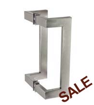 10 Inch Stainless Steel Rectangular Offset Glass Door Pulls, Pair