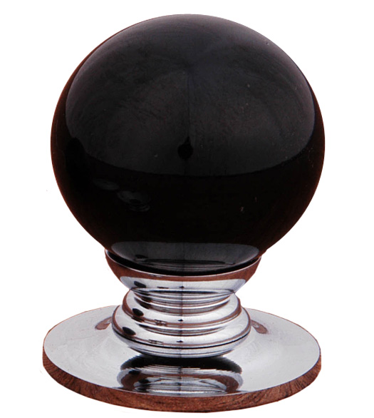 Black Porcelain Knob with Chrome Base