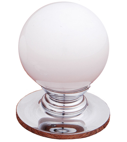 White Porcelain Knob with Traditional Rose