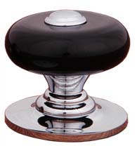 1-1/4 Inch Black Porcelain Cabinet Knob with Metal Center, RK International CK-313