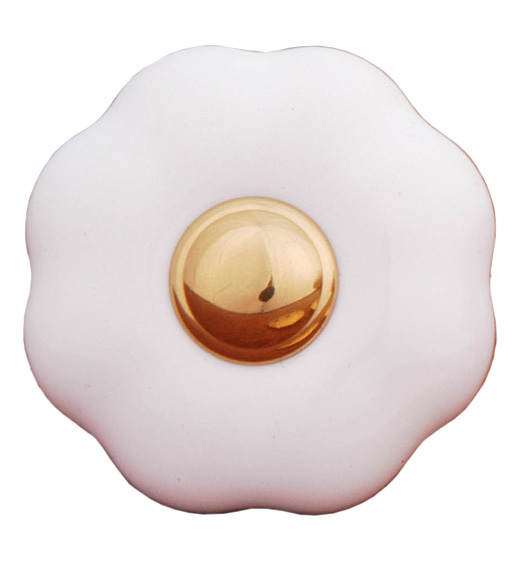 White Porcelain Flower Cabinet Knob