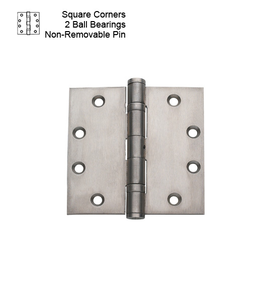 4-1/2 Brushed Chrome Non-Removable Pin  Hinge