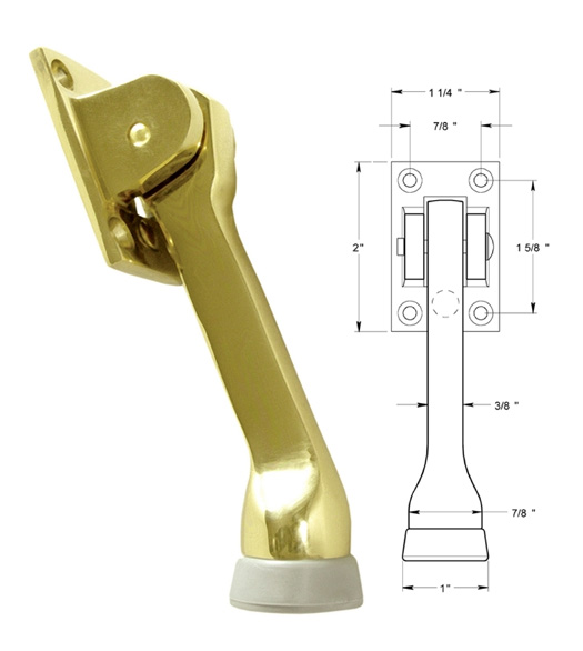 Solid Brass 4 Inch Kickdown Door Holder