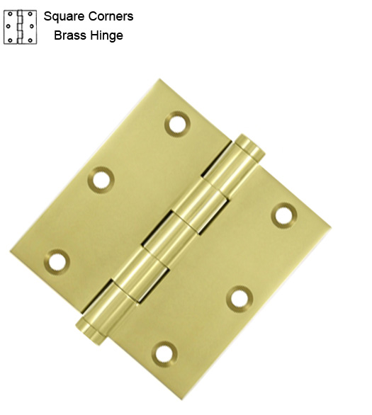 3-1/2 Inch Residential Brass Hinge Sq Corners