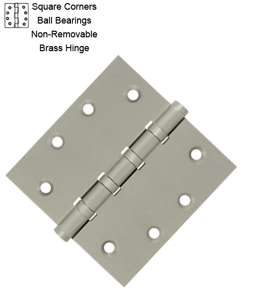 4-1/2 Inch Solid Brass Hinges NRP with 4 BB