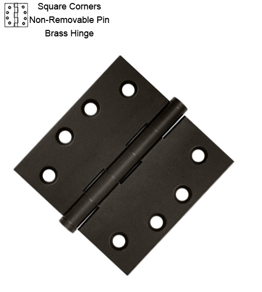 4 Inch Brass Hinge Non-Removable Pin