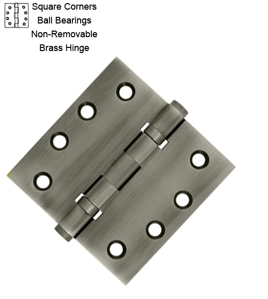 4 Inch Brass Hinges Non-Removable Pin with BB