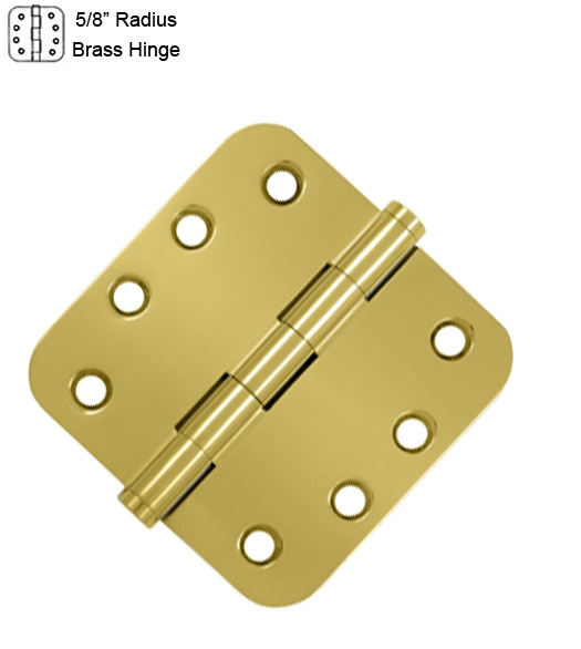 4 Inch Brass Hinge 5/8 Radius Corners