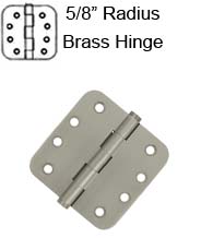 4 x 4 x 5/8 Radius Residential Solid Brass Hinge,  Pair, Deltana DSB4R5x-R