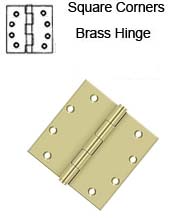 5 x 5 Heavy Duty Square Corner Solid Brass Hinge, Deltana DSB55