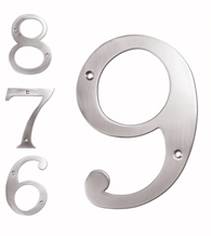 4 Inch High Solid Brass House Numbers, Deltana RN4