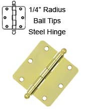 3-1/2 x 3-1/2 x 1/4 Radius Steel Hinge With Ball Tips, Pair, Deltana S35R4x-BT