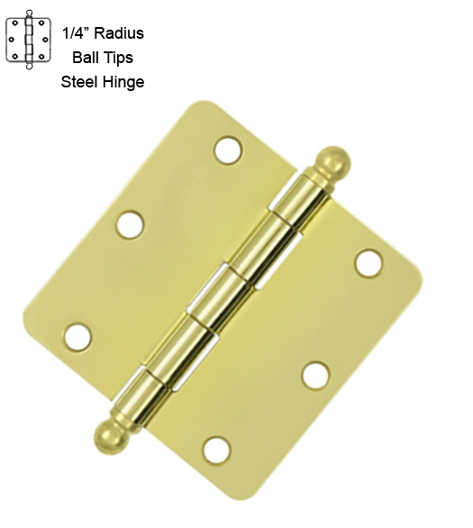 3-1/2 x 1/4 Radius Steel Hinge with Ball Tips