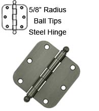 3-1/2 x 3-1/2 x 5/8 Radius Steel Hinge With Ball Tips, Pair, Deltana S35R5x-BT