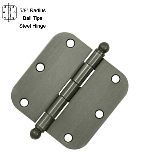 3-1/2 x 5/8 Radius Steel Hinge with Ball Tips