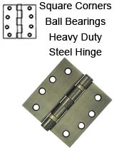 4 x 4 x Square Corners Heavy Duty with Ball Bearing Steel Hinge, Pair, Deltana S44HDBB