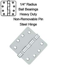 4 x 4 x 1/4 Radius Heavy Duty Non-Removable Pin Ball Bearing Hinges, Pair, Deltana S44R4HDBNRP