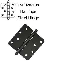 4 x 4 x 1/4 Radius Steel Hinge, Zigzag Holes With Ball Tips, Pair, Deltana S44R4-BT