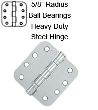4 x 4 x 5/8 Radius Heavy Duty With Ball Bearings Steel Hinge, Pair, Deltana S44R5HDB