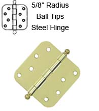 4 x 4 x 5/8 Radius Steel Hinge With Ball Tips, Pair, Deltana S44R5-BT
