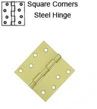 4 x 4 x Square Corners Residential Steel Hinge, ZigZag Holes, Pair, Deltana S44Ux-R