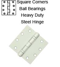 4-1/2 x 4-1/2 x Square Corners Heavy Duty Steel Hinge with Ball Bearing, Pair, Deltana S45BBU