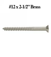 Solid Brass Wood Screw 12 x  2-1/2, Bag of 100, Deltana SCWB1225